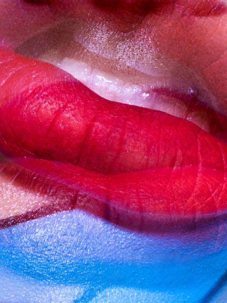 Picasso red and blue lip photographed by Chris-singer-photography